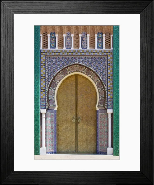 Framed Print : Ornate tiled doorway at the Royal Palace, Fez, Morocco Framed Print : Ornate tiled doorway at the Royal Palace, Fez, Morocco