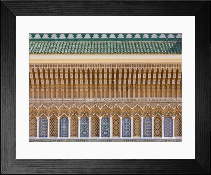 Framed Print : Ornate architectural detail above entrance to the Royal Palace, Fez, Morocco Framed Print : Ornate architectural detail above entrance to the Royal Palace, Fez, Morocco