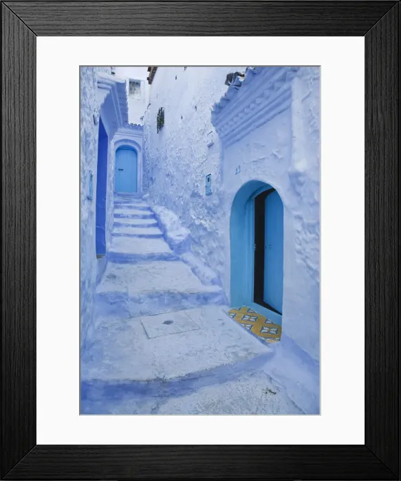 Framed Print : Blue doorway and steps, Chefchaouen, Morocco Framed Print : Blue doorway and steps, Chefchaouen, Morocco