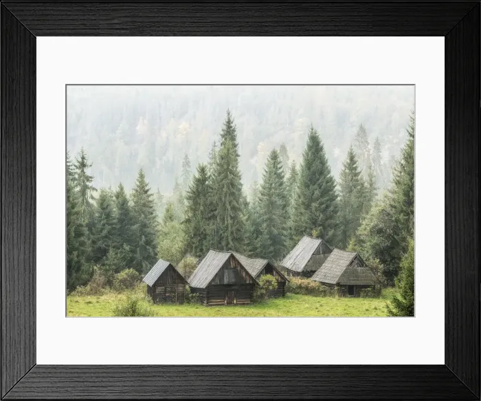 Framed Print : Shepherds huts at Podokolne, Jurgow, Poland Framed Print : Shepherds huts at Podokolne, Jurgow, Poland