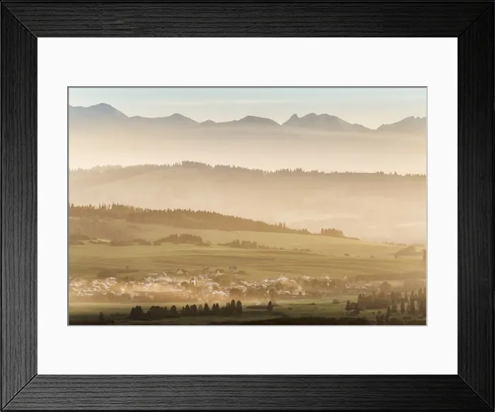 Framed Print : Field patterns wiht the Tatra mountains in the distance, Poland Framed Print : Field patterns wiht the Tatra mountains in the distance, Poland
