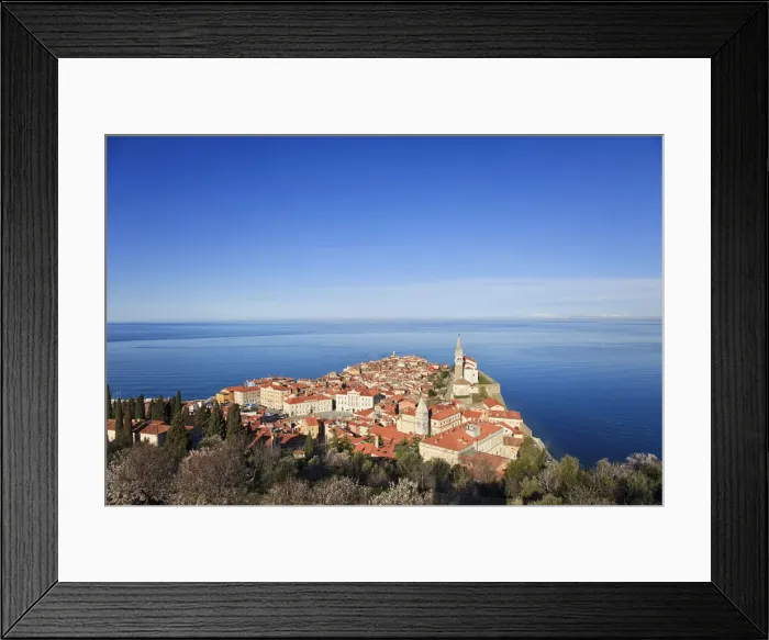 Framed Print : Elevated view of Piran from the castle walls, Piran, Primorska, Adriatic Coast, Slovenia Framed Print : Elevated view of Piran from the castle walls, Piran, Primorska, Adriatic Coast, Slovenia