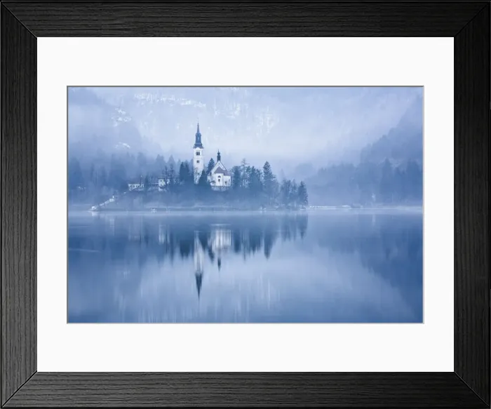 Framed Print : Lake Bled at dawn in winter with Assumption of Marys Pilgrimage Church, Slovenia Framed Print : Lake Bled at dawn in winter with Assumption of Marys Pilgrimage Church, Slovenia