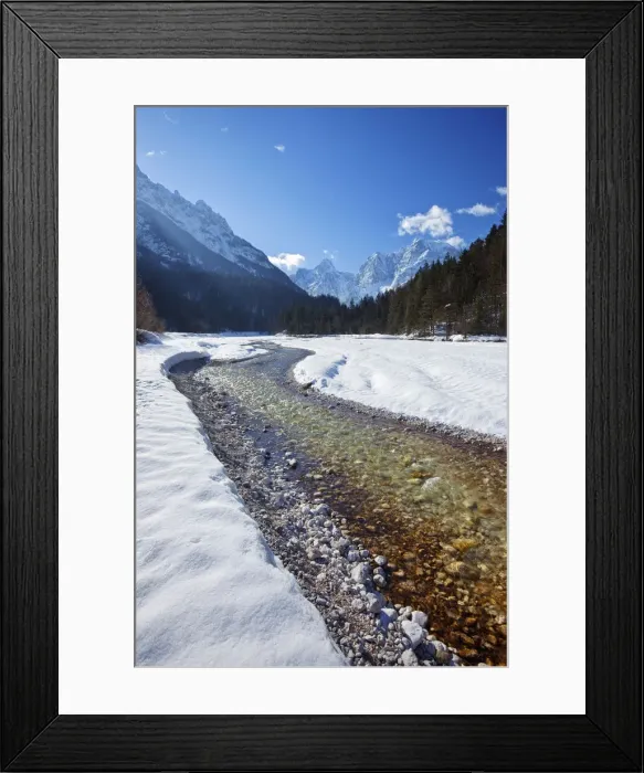 Framed Print : Velika Pisnca River in winter, Kranjska Gora, Triglavski National Park, Julian Alps Framed Print : Velika Pisnca River in winter, Kranjska Gora, Triglavski National Park, Julian Alps