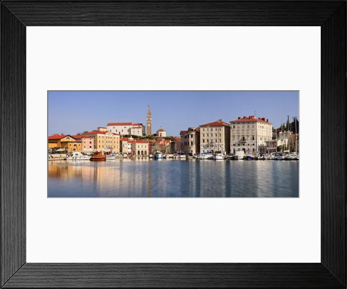 Framed Print : Piran harbour, Gulf of Piran on the Adriatic Coast, Slovenia, Europe