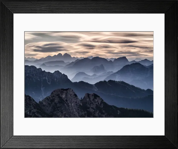 Framed Print : View over the Julian Alps from Mangrt, Triglav National Park, Slovenia