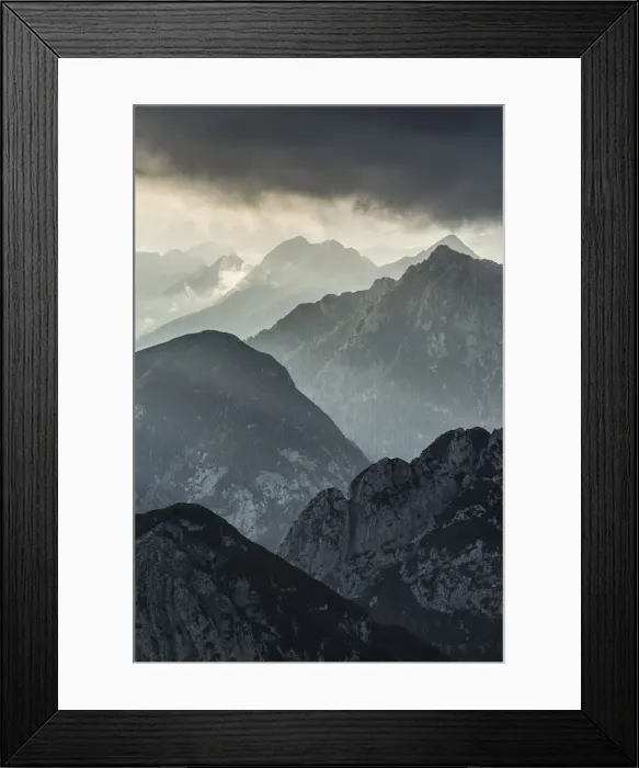 Framed Print : View of the Austrian Alps from Mangrt, Slovenia Framed Print : View of the Austrian Alps from Mangrt, Slovenia