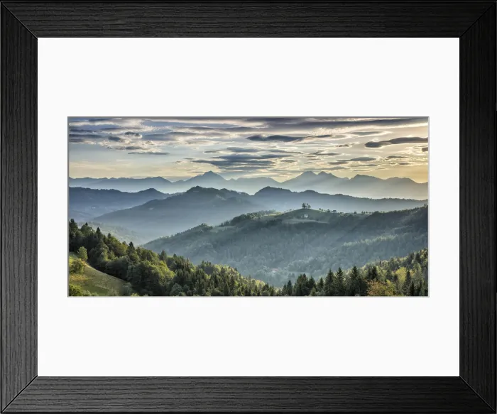 Framed Print : View towards St Thomas Church and the Kamnik Alps, Rantovse, Slovenia Framed Print : View towards St Thomas Church and the Kamnik Alps, Rantovse, Slovenia