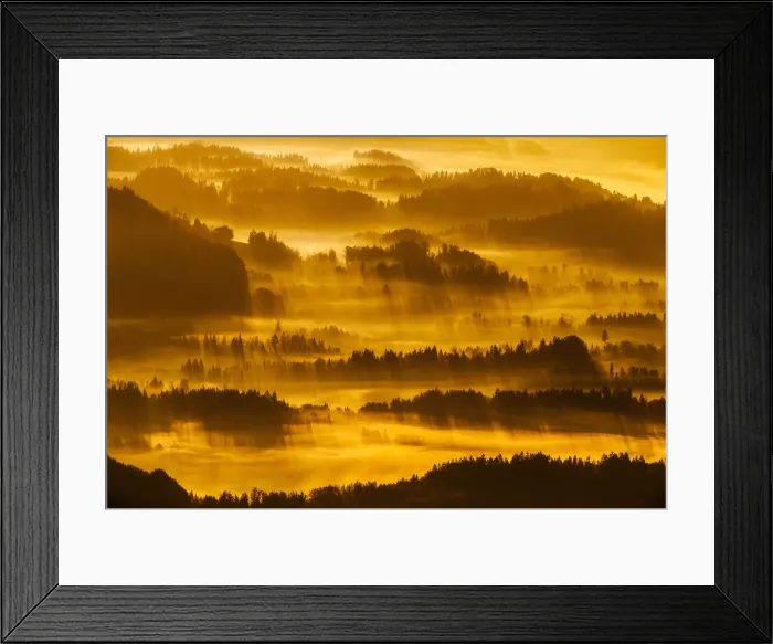 Framed Print : Sunrise over the foothils of the Kamnik Savinja Alps, Kravavec, Slovenia Framed Print : Sunrise over the foothils of the Kamnik Savinja Alps, Kravavec, Slovenia