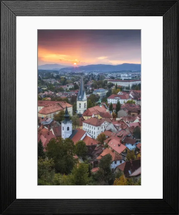 Framed Print : Sunset from Ljubljana Castle, Ljubljana, Slovenia Framed Print : Sunset from Ljubljana Castle, Ljubljana, Slovenia