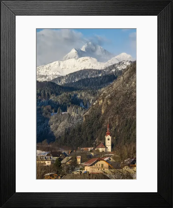 Framed Print : Village Church below Triglav Mountain, Slovenia Framed Print : Village Church below Triglav Mountain, Slovenia