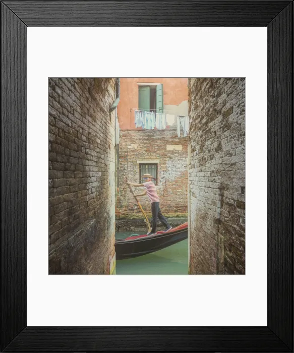 Framed Print : Gondola on a small canal, Cannaregio, Venice, Veneto, Italy Framed Print : Gondola on a small canal, Cannaregio, Venice, Veneto, Italy