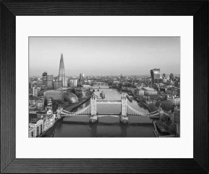 Framed Print : Sunrise looking down the river Thames to Tower Bridge, the Shard and city, London Framed Print : Sunrise looking down the river Thames to Tower Bridge, the Shard and city, London