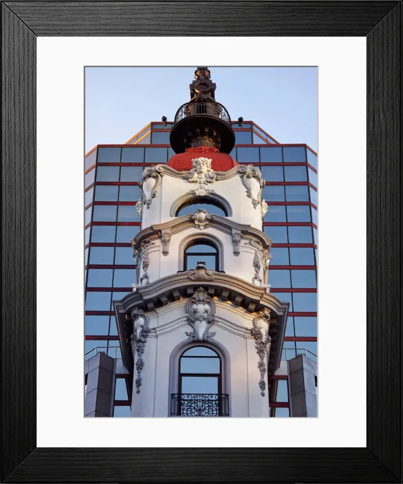 Framed Print : The tower of the Mirador Massue in Art Nouveau style, Plaza Lavalle, San Nicolas, Buenos Aires, Argentina