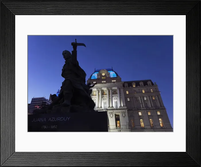 Framed Print : The Juana Azurduy monument with the CCK (Kirchner Cultural Center