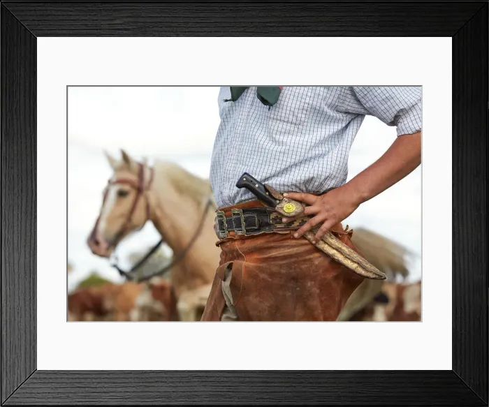 Framed Print : Detail of a gaucho wearing a facaon'at Estancia Buena Vista, Esquina Framed Print : Detail of a gaucho wearing a facaon'at Estancia Buena Vista, Esquina