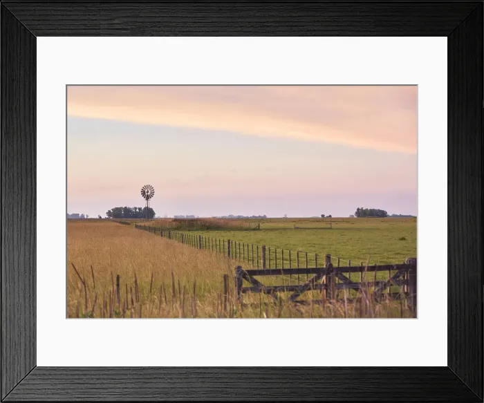 Framed Print : A windmill in a field of the Argentine pampas at twilight, Colman, Argentina Framed Print : A windmill in a field of the Argentine pampas at twilight, Colman, Argentina