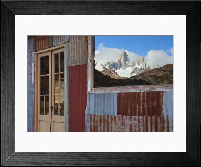 Framed Print : The Fitz Roy mountain mirrored on the window of the Estancia Bonanza mountain retreat Framed Print : The Fitz Roy mountain mirrored on the window of the Estancia Bonanza mountain retreat