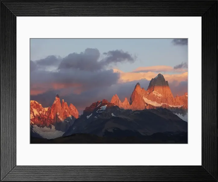 Framed Print : Sunrise over the Fitz Roy and Torre mountains, Los Glaciares National Park, El Chalten Framed Print : Sunrise over the Fitz Roy and Torre mountains, Los Glaciares National Park, El Chalten