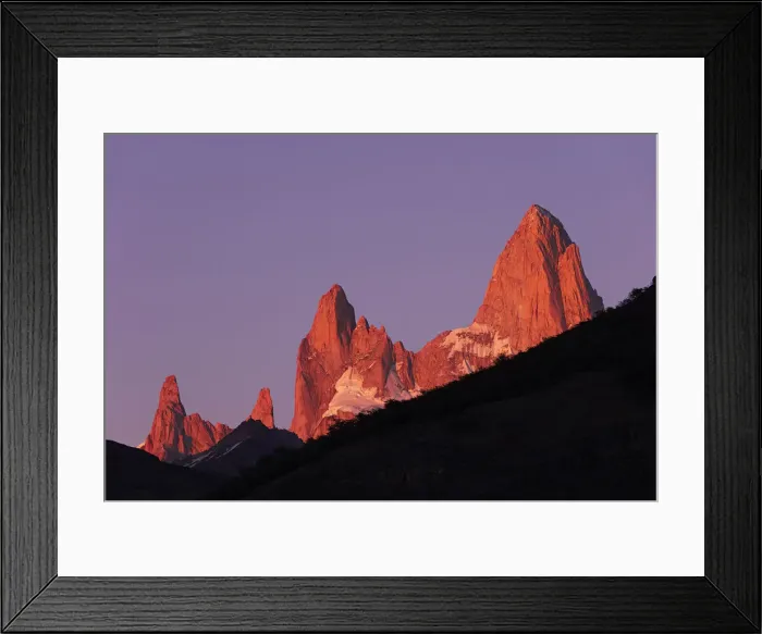 Framed Print : The Fitz Roy, Poincenot ans St. Exupery peaks at sunrise, Los Glaciares National Park Framed Print : The Fitz Roy, Poincenot ans St. Exupery peaks at sunrise, Los Glaciares National Park