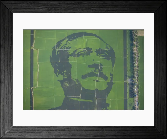 Framed Print : Aerial view of Sheikh Mujibur Rahman portrait, the father of Nation Bangabandhu