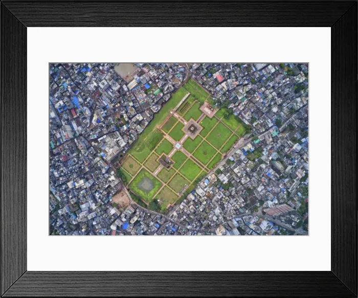 Framed Print : Aerial view of Lalbagh fort, a famous and touristic landmark with Lalbagh islamic mosque Framed Print : Aerial view of Lalbagh fort, a famous and touristic landmark with Lalbagh islamic mosque