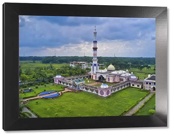 Aerial view of Baitul Aman Jame Masjid, a beautiful islamic mosque complex in Wazirpur
