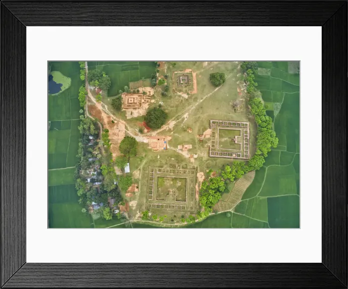 Framed Print : Aerial view of Bhasu Bihar, a famous and touristic archeological site in Bogra, Rajshahi Framed Print : Aerial view of Bhasu Bihar, a famous and touristic archeological site in Bogra, Rajshahi