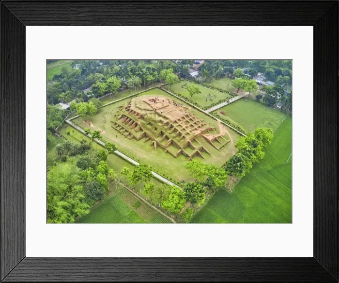 Framed Print : Aerial view of Behular Bashor Ghor, a famous and touristic archeological site in Bogra Framed Print : Aerial view of Behular Bashor Ghor, a famous and touristic archeological site in Bogra