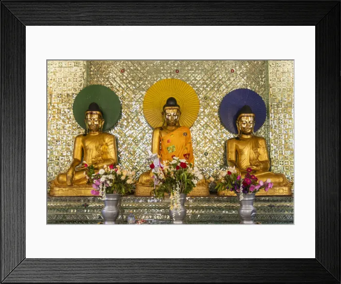 Framed Print : Buddha statues in Shwedagon Pagoda, Yangon, Myanmar Framed Print : Buddha statues in Shwedagon Pagoda, Yangon, Myanmar