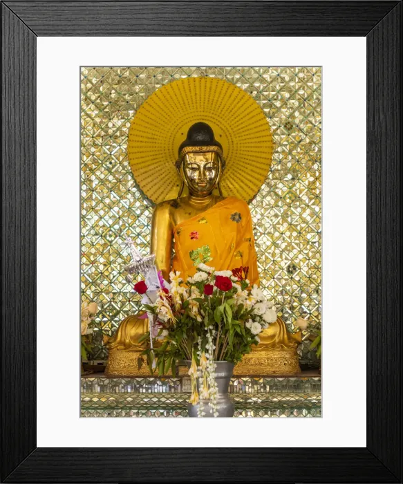 Framed Print : Buddha statues in Shwedagon Pagoda, Yangon, Myanmar Framed Print : Buddha statues in Shwedagon Pagoda, Yangon, Myanmar
