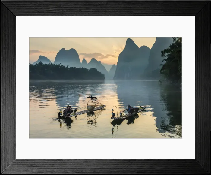 Framed Print : Cormorant fishermen on Li River, Guangxi Zhuangzu Zizhiqu, Guangxi Yangshuo, China Framed Print : Cormorant fishermen on Li River, Guangxi Zhuangzu Zizhiqu, Guangxi Yangshuo, China