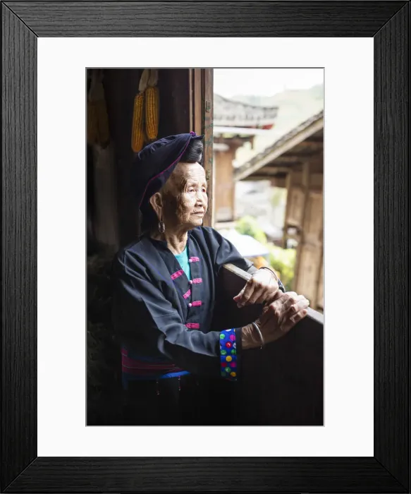 Framed Print : Portrait of Chinese lady in traditional dress, Longji, Longshen, Guangxi, China Framed Print : Portrait of Chinese lady in traditional dress, Longji, Longshen, Guangxi, China