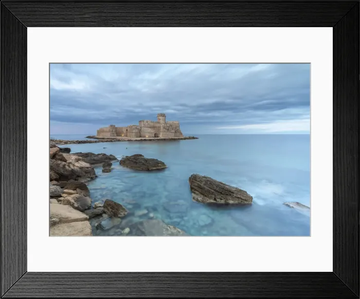 Framed Print : Sunrise at Le Castella, Island of Capo Rizzuto, Province of Crotone, Calabria, Italy
