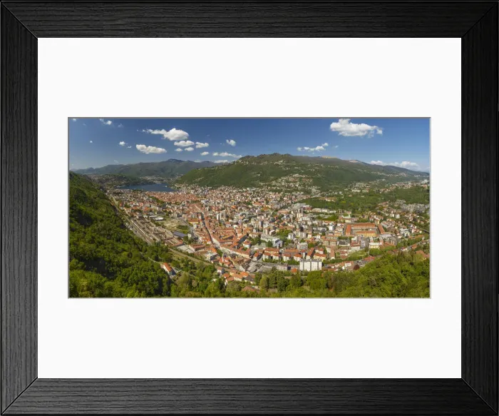Framed Print : Panoramic view of Como city and lake Como from Baradello tower (Spina Verde), Lombardy Framed Print : Panoramic view of Como city and lake Como from Baradello tower (Spina Verde), Lombardy