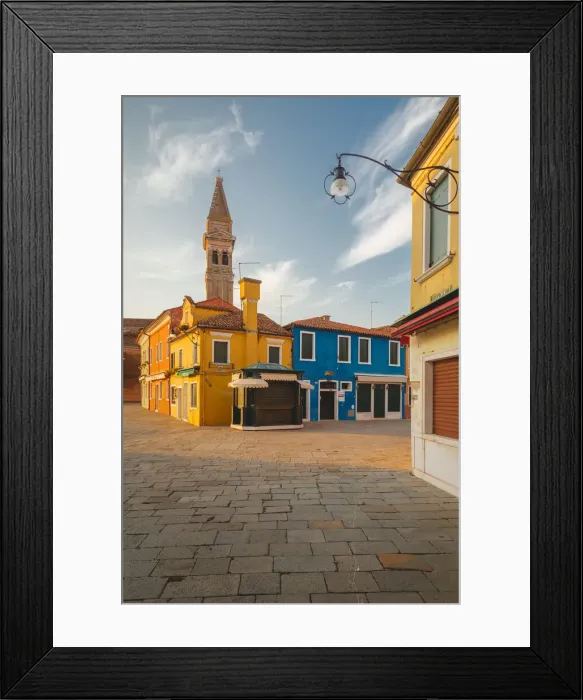 Framed Print : The iconic leaning bell-tower of Burano at dawn, Venice, Veneto, Italy Framed Print : The iconic leaning bell-tower of Burano at dawn, Venice, Veneto, Italy