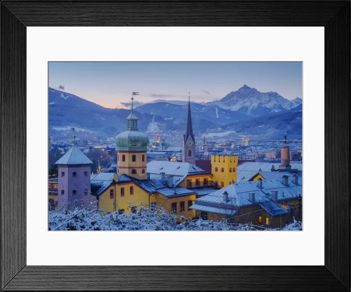 Framed Print : The yellow castle of Buechsenhausen at Dawn, Innsbruck, Tyrol, Austria Framed Print : The yellow castle of Buechsenhausen at Dawn, Innsbruck, Tyrol, Austria