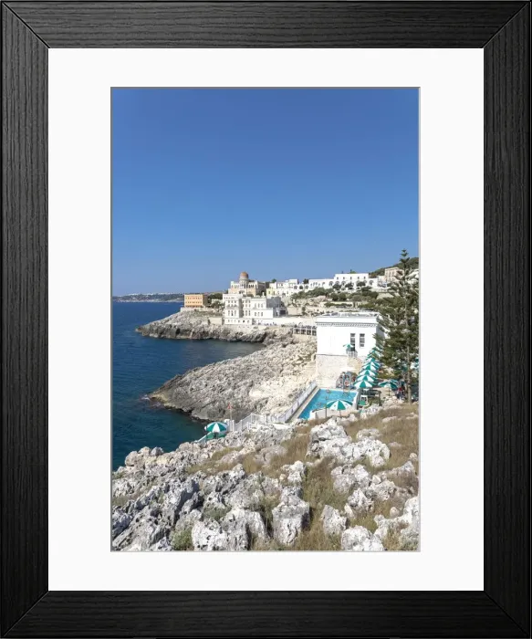 Framed Print : View of Santa Cesarea Terme village, Lecce district, Apulia, Italy Framed Print : View of Santa Cesarea Terme village, Lecce district, Apulia, Italy