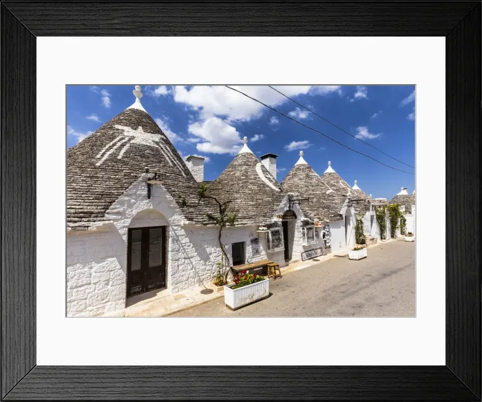 Framed Print : The Trulli of Alberobello village, Bari district, Apulia, Italy Framed Print : The Trulli of Alberobello village, Bari district, Apulia, Italy