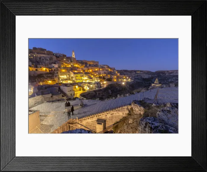 Framed Print : Sassi of Matera by night, Matera district, Basilicata, Italy Framed Print : Sassi of Matera by night, Matera district, Basilicata, Italy