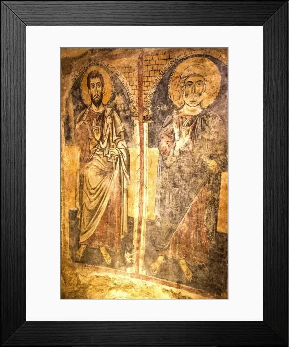 Framed Print : Fresco representing Saint James and Saint Peter in Ruprestrian Church of San Gionanni in