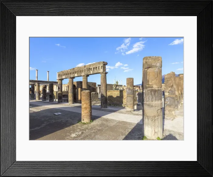 Framed Print : The Foro, Civil court of Ancient Pompei, Pompei village, Naples district, Campania, Italy