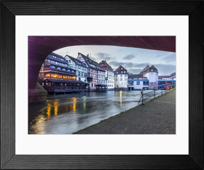 Framed Print : Riverside of Strasbourg district, Alsatian, Grand Est, Bas-Rhin, France