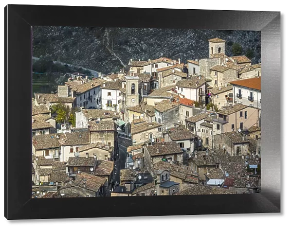 Winter view of authentic medieval villages from above. Scanno, province of L Aquila