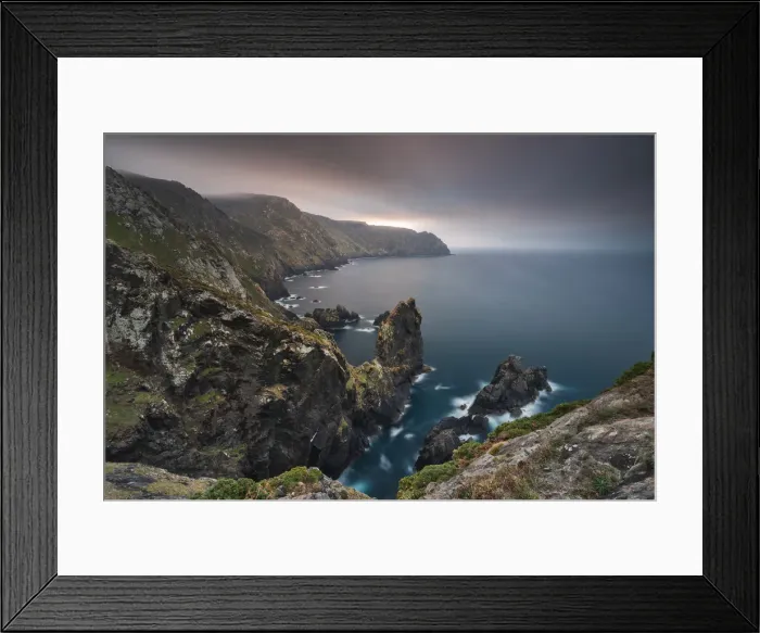Framed Print : Elevated view of Cabo Ortegal and its cliffs, Carino, Coruna, Galicia, Spain