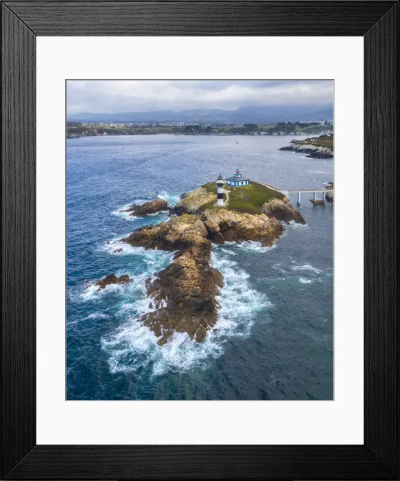 Framed Print : Aerial view of Faro di Illa Pancha, Lugo, Ribadeo, Galicia, Spain Framed Print : Aerial view of Faro di Illa Pancha, Lugo, Ribadeo, Galicia, Spain