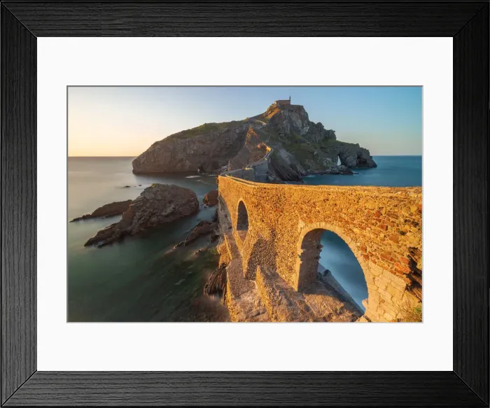 Framed Print : Gaztelugatxe at sunset during summer, Bermeo, Bizkaia, Basque Country, Biscay Gulf, Spain Framed Print : Gaztelugatxe at sunset during summer, Bermeo, Bizkaia, Basque Country, Biscay Gulf, Spain