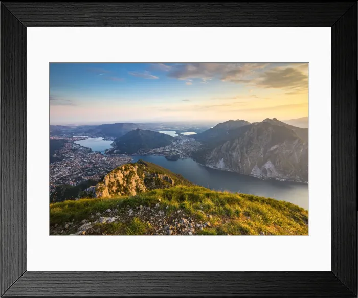 Framed Print : Lecco and Como Lake from Coltignone mountain during sunset, Piani Resinelli Framed Print : Lecco and Como Lake from Coltignone mountain during sunset, Piani Resinelli