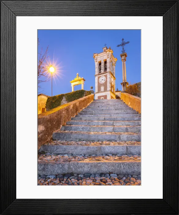 Framed Print : View of Santa Maria del Monte in winter at sunrise. Sacro Monte of Varese Framed Print : View of Santa Maria del Monte in winter at sunrise. Sacro Monte of Varese