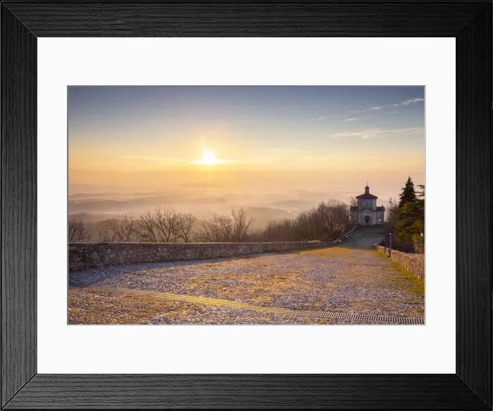 Framed Print : View of the last chapel of the Sacro Monte di Varese with the fog on the Pianura Padana Framed Print : View of the last chapel of the Sacro Monte di Varese with the fog on the Pianura Padana
